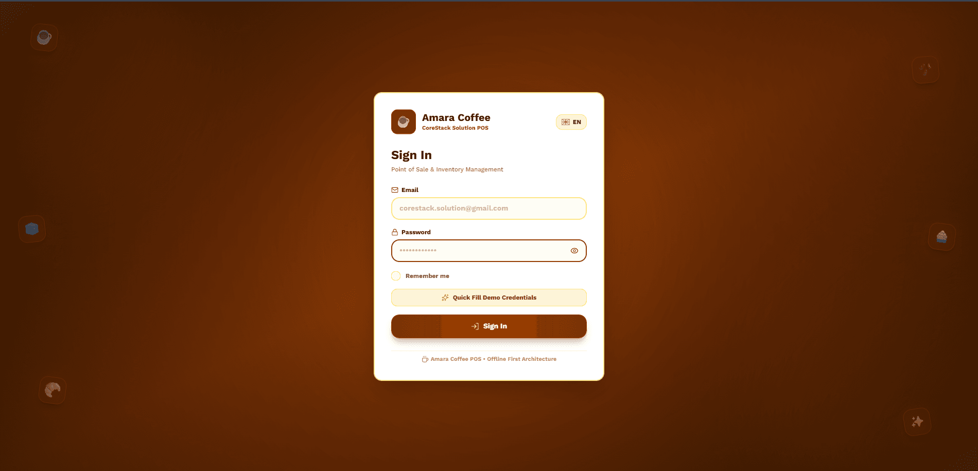 Screenshot of the Coffee Tracking System (Demo) project